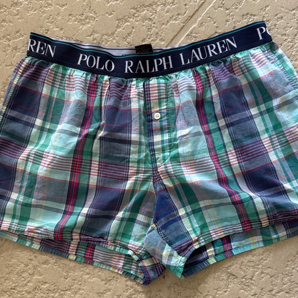 Polo by Ralph Lauren Men's Plaid Boxers in Navy, Teal, Pink